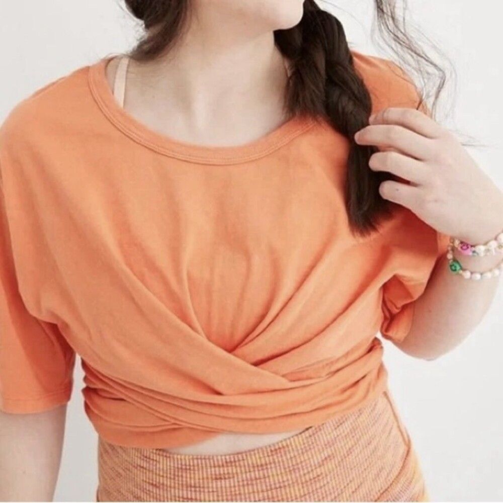 NWT‎ Aerie Cropped Wrapback Tshirt Salmon/Pink XS